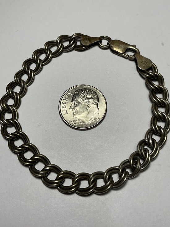 A Z  Italian Sterling Silver Double Links 🔗 Bracelet. 7 inches long - Picture 2 of 6